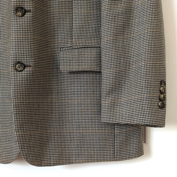 Brooks Brothers Preppy Classic Fit Houndstooth Worsted Wool Blazer Jacket Tan 40 - Picture 11 of 16
